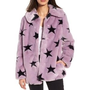 Avec Les Filles Purple Star Faux Fur Coat